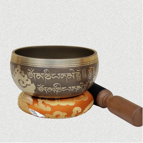 4.5 Inch Gulpa Tibetan Singing Bowl with Buddhist Mantra and Symbols