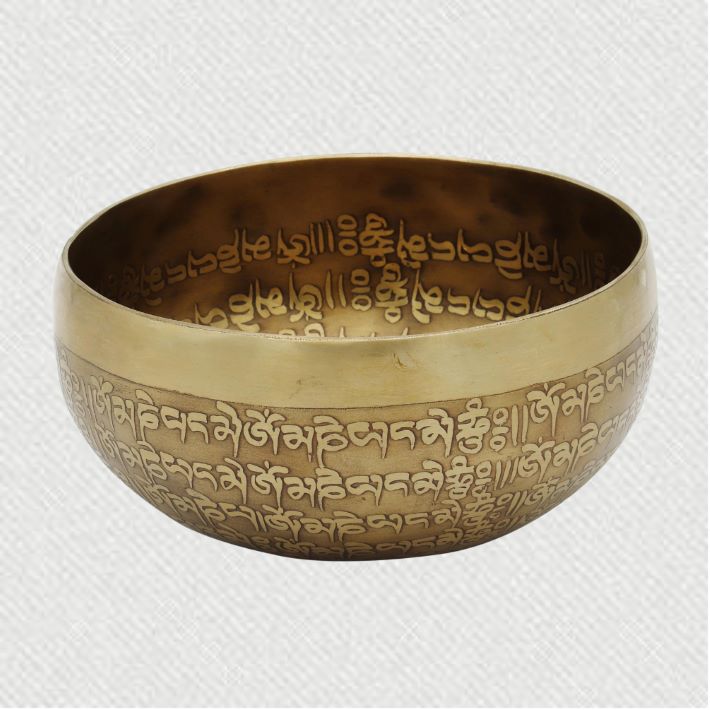 6 Inch Antique Tibetan Singing Bowl with Mantra Carving