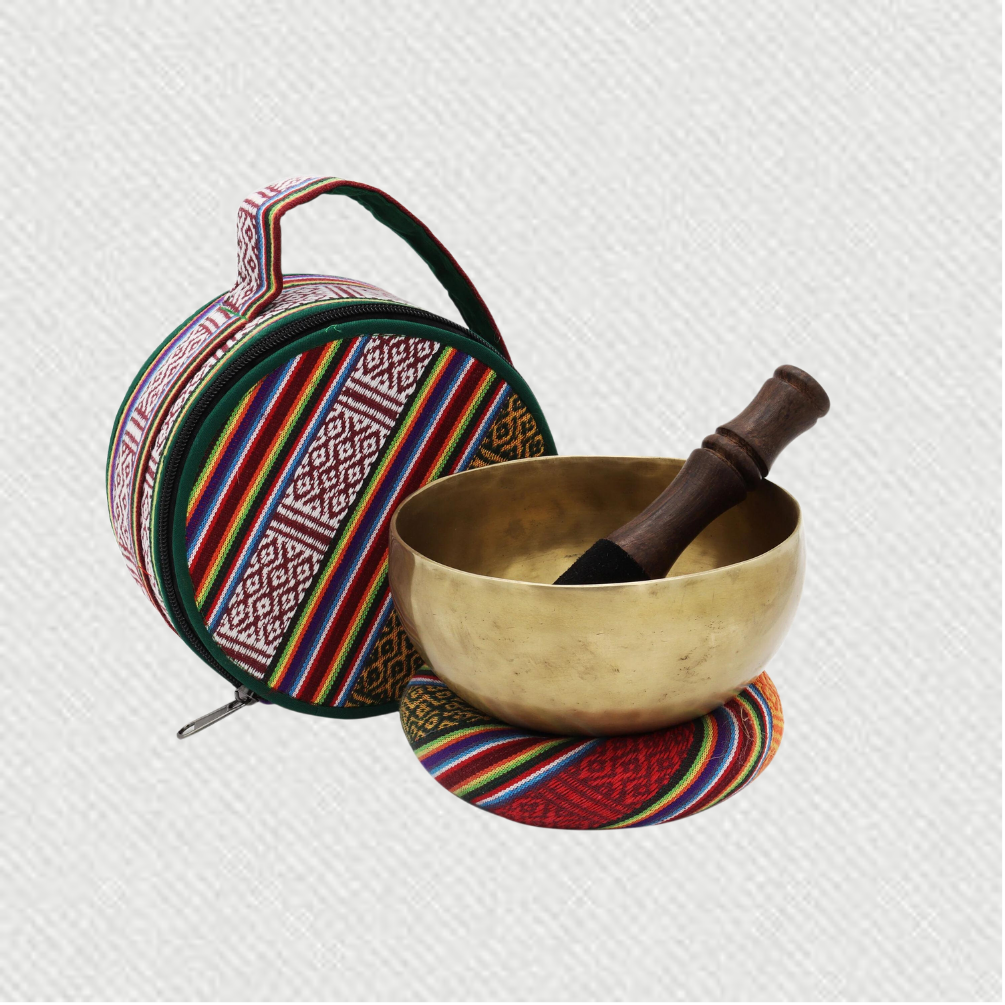 KHÜSI INC. ~ 6” Antique Hand-hammered Tibetan Singing bowl ~ Meditation Kit for Chakra Healing and ZEN ~ Hand-made Percussion ~ Gift Set.