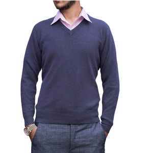 Finest Cashmere Hand Knit V-neck Design Genuine Sweater for men