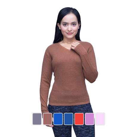 brown vneck sweater for women