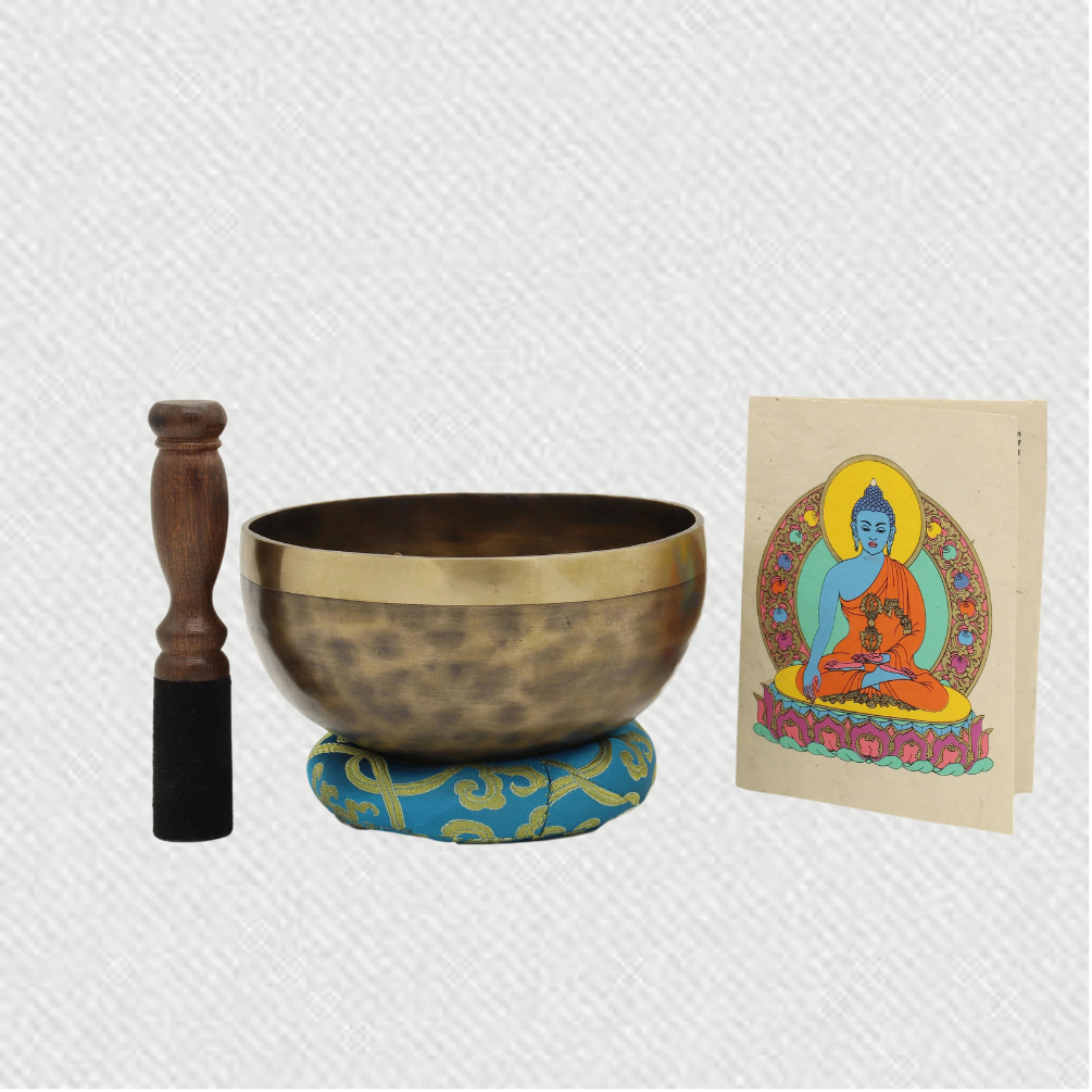 7" Hand-Hammered & Hand-Carved Tibetan Singing Bowl for Meditation