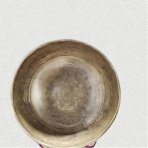 8.5” Hand Engrave Ganesh ,OM and mantra Tibetan healing Singing bowl