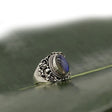 Handmade antique silver ring with gemstone