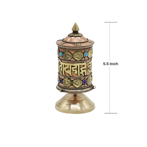5.5” Hand-made Tibetan Turquoise Prayer Wheel with Coral & Lapis