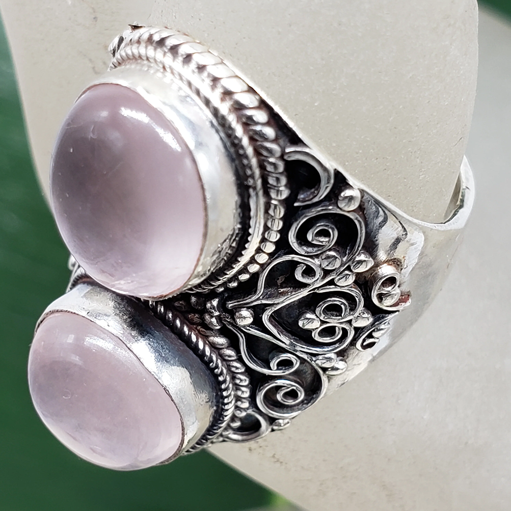 Handmade 925 Sterling silver Rose quartz ring