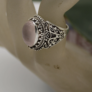 Handcrafted beautiful Starling Silver Finger ring Rose quartz ring