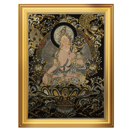 White Tara Thangka Painting 24k Gold Painted