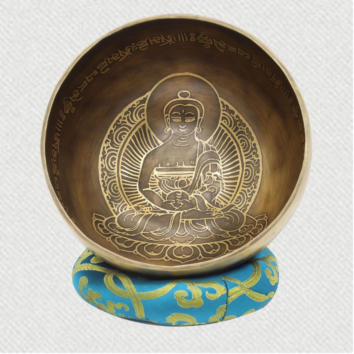 best tibetan singing bowl with buddha carved in it