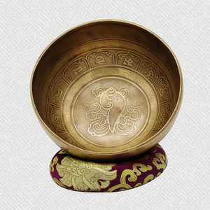 8 Inch Tibetan Singing Bowls with Hand Etched Mantras and Symbols