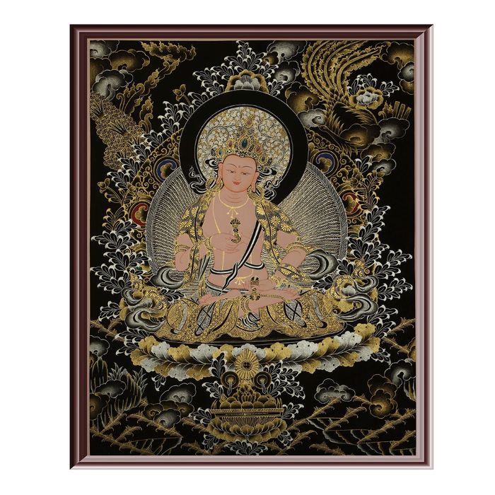 Vajrasattva tibetan thangka painting in a frame