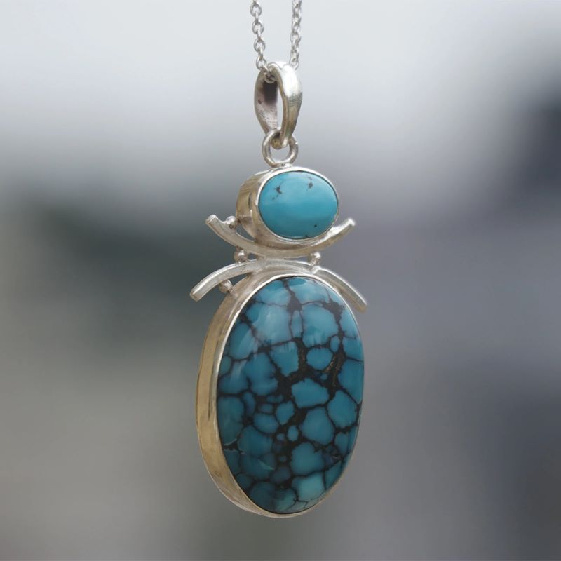 Turquoise design pure silver pendant