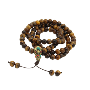 108 beads Tiger's Eye Necklace Citrine Mala Pyrite Gemstone