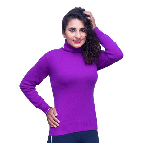 cashmere pashmina purple color turtle neck sweater