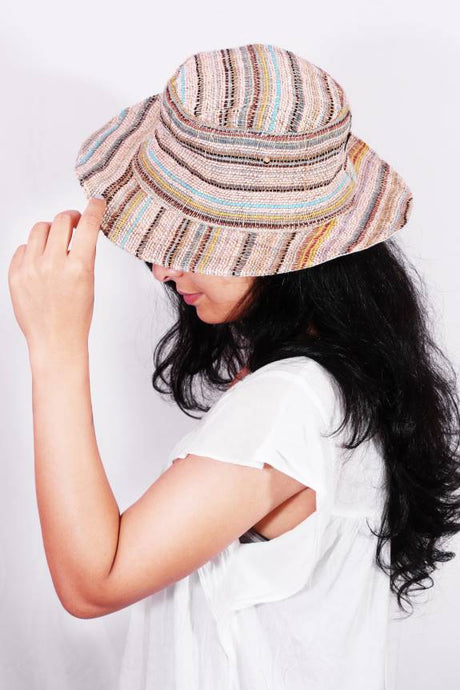 girl wearing handmade pure hemp hat