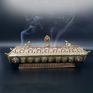 8 Auspicious Symbol Handcrafted Copper Incense Burner