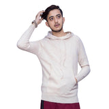 white color pure cashmere hoodie for men