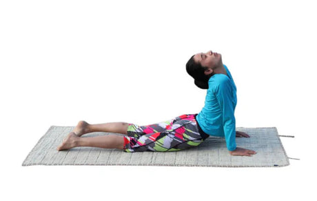 girl doing yoga on an organic hemp yoga mat