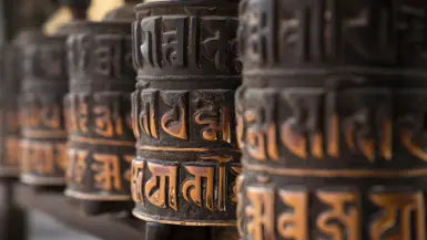 moveable buddhist prayer wheels