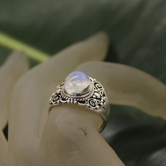 handmade pure silver ring designs with gemstone 