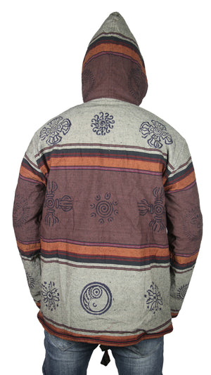 Unisex 100% Hand loomed Cotton Vibrant Warm Winter Jacket Handmade in Nepal Hippie Jacket - Khusi 