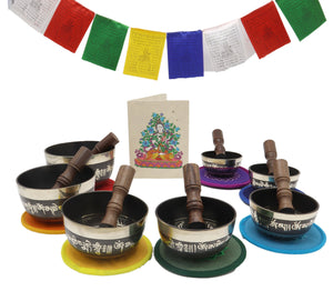 Hand engraved Tibetan Singing bowl  sets of 7  with 7 chakra notes - Khusi 
