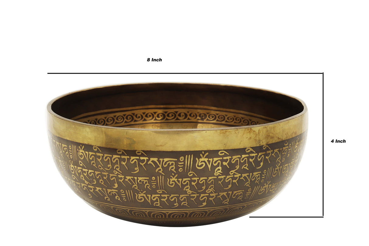 8'' Handmade Tibetan Singing Bowl with Wooden mallet, silk cushion - Khusi 