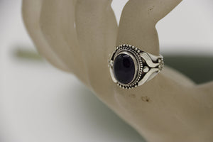 Handcrafted artistic finger ring sterling silver gemstone amethyst - Khusi 