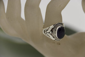 Handcrafted artistic finger ring sterling silver gemstone amethyst - Khusi 