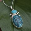 Handmade Sterling Silver Turquoise black gemstone Necklace