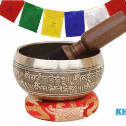 5" buddhist mantra carved singing bowl