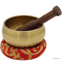 3.5” Antique Hand-hammered Tibetan Singing Bowl ~ Meditation Kit for Chakra Healing and ZEN ~ Hand-made Percussion ~ Gift Set - Khusi 