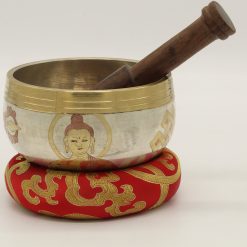 3.8” Antique Hand-hammered Tibetan Singing Bowl ~ Meditation Kit for Chakra Healing and ZEN ~ Hand-made Percussion ~ Gift Set - Khusi 