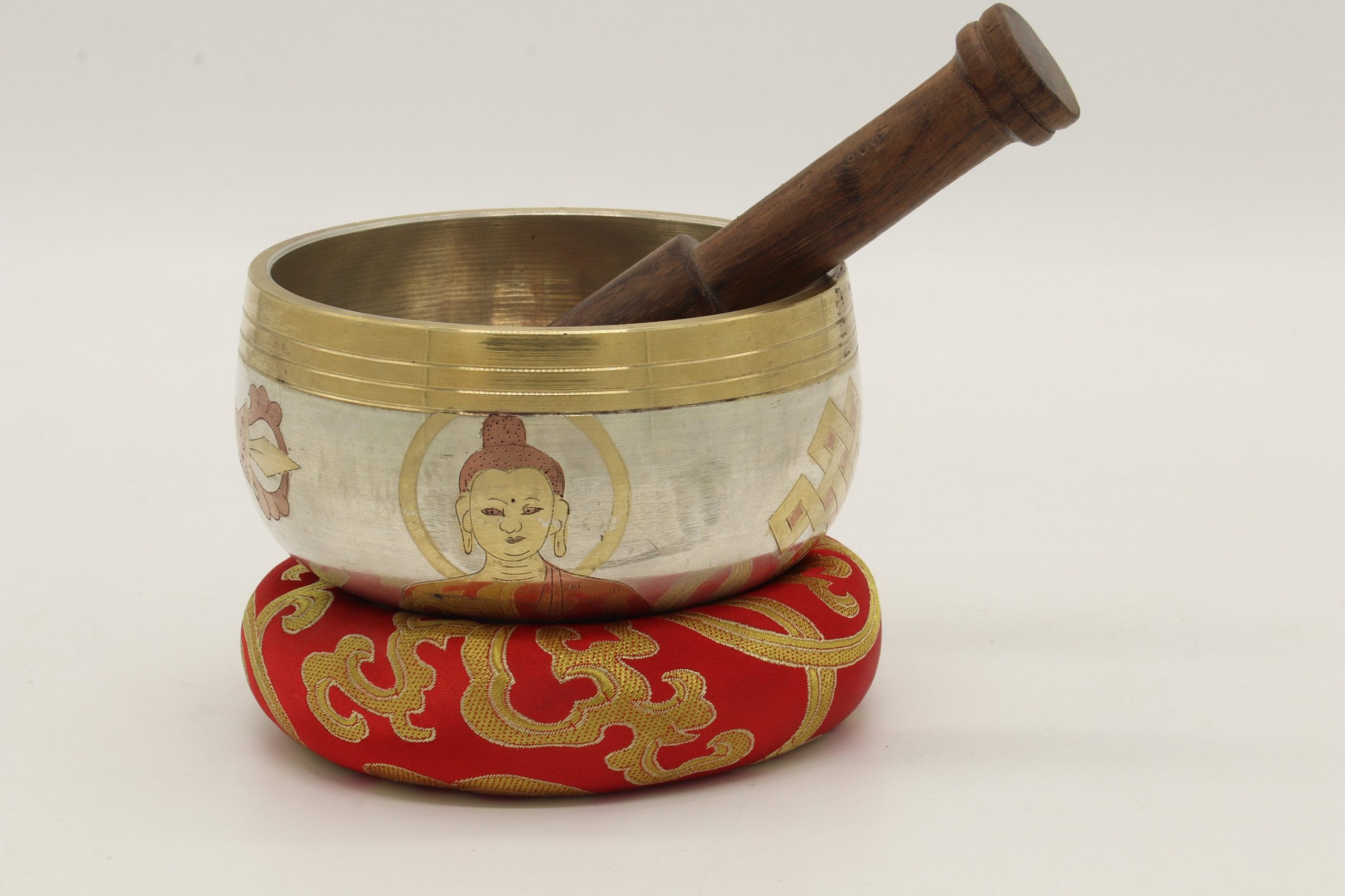 3.8” Antique Hand-hammered Tibetan Singing Bowl ~ Meditation Kit for Chakra Healing and ZEN ~ Hand-made Percussion ~ Gift Set - Khusi